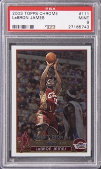 2003-04 Topps Chrome #111 LeBron James Rookie Card - PSA MINT 9